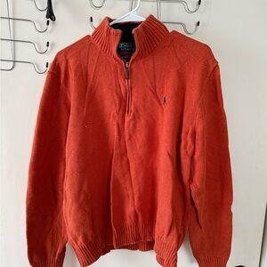 Ralph Lauren Men's Quarter Zip-Up Sweater in Orange